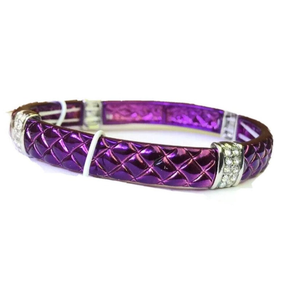 Metallic Purple And Rhinestone Stretch Bracelet Fashion Leader Ladies Jewelry